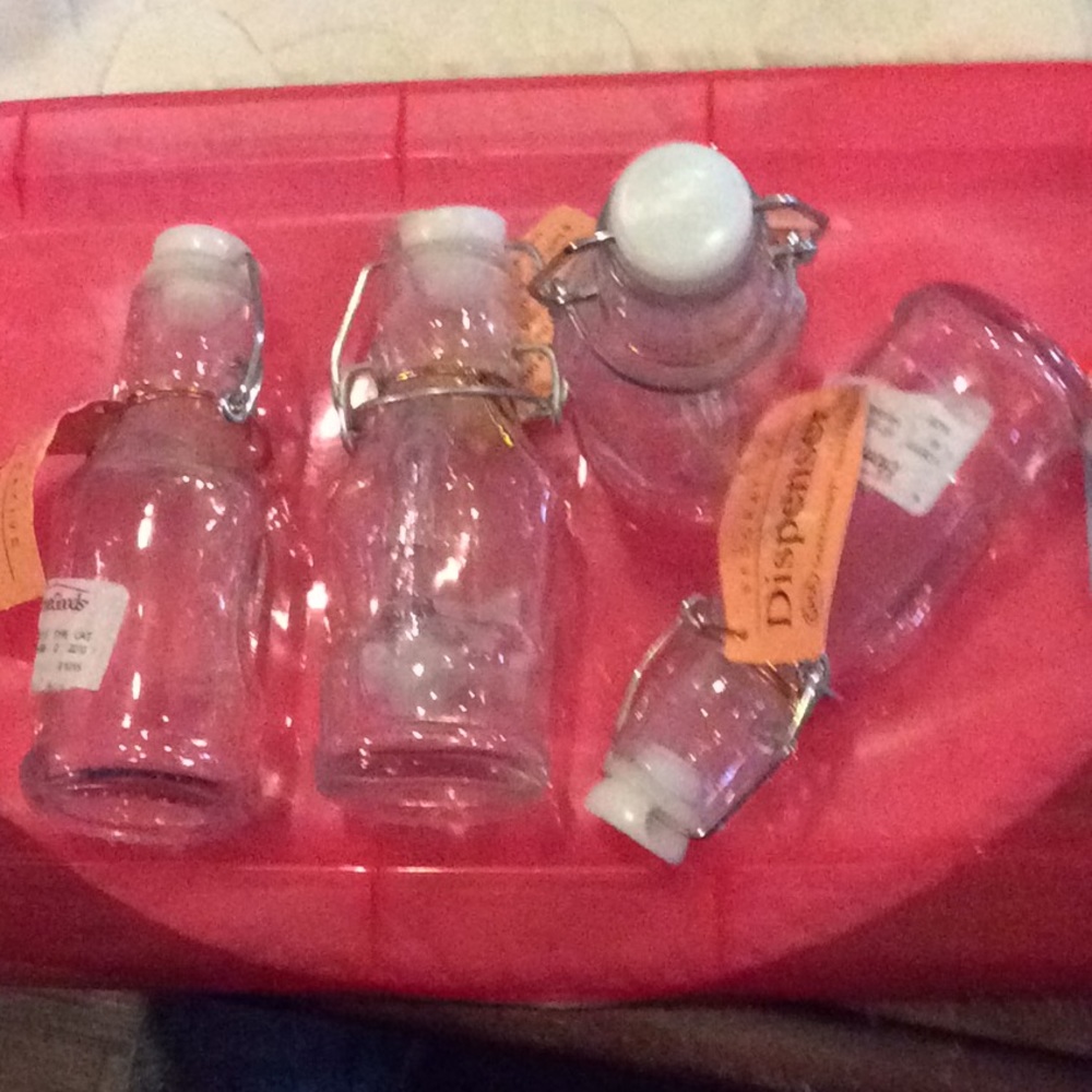 New set of 4 heavy glass dispensers 2.7 oz each